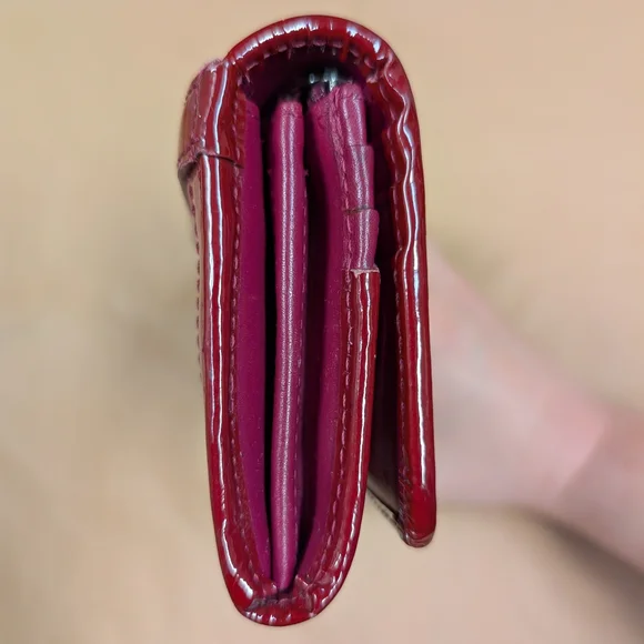 Burberry Penrose Continental Nova Check Wallet w. Cranberry Patent Leather - Picture 4 of 12